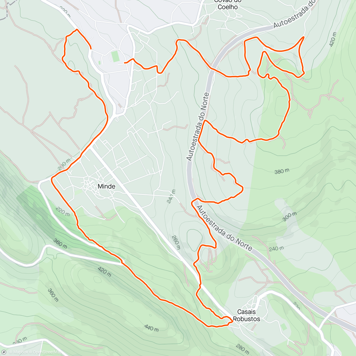 Map of the activity, Alcanena Trail. Prova superada.