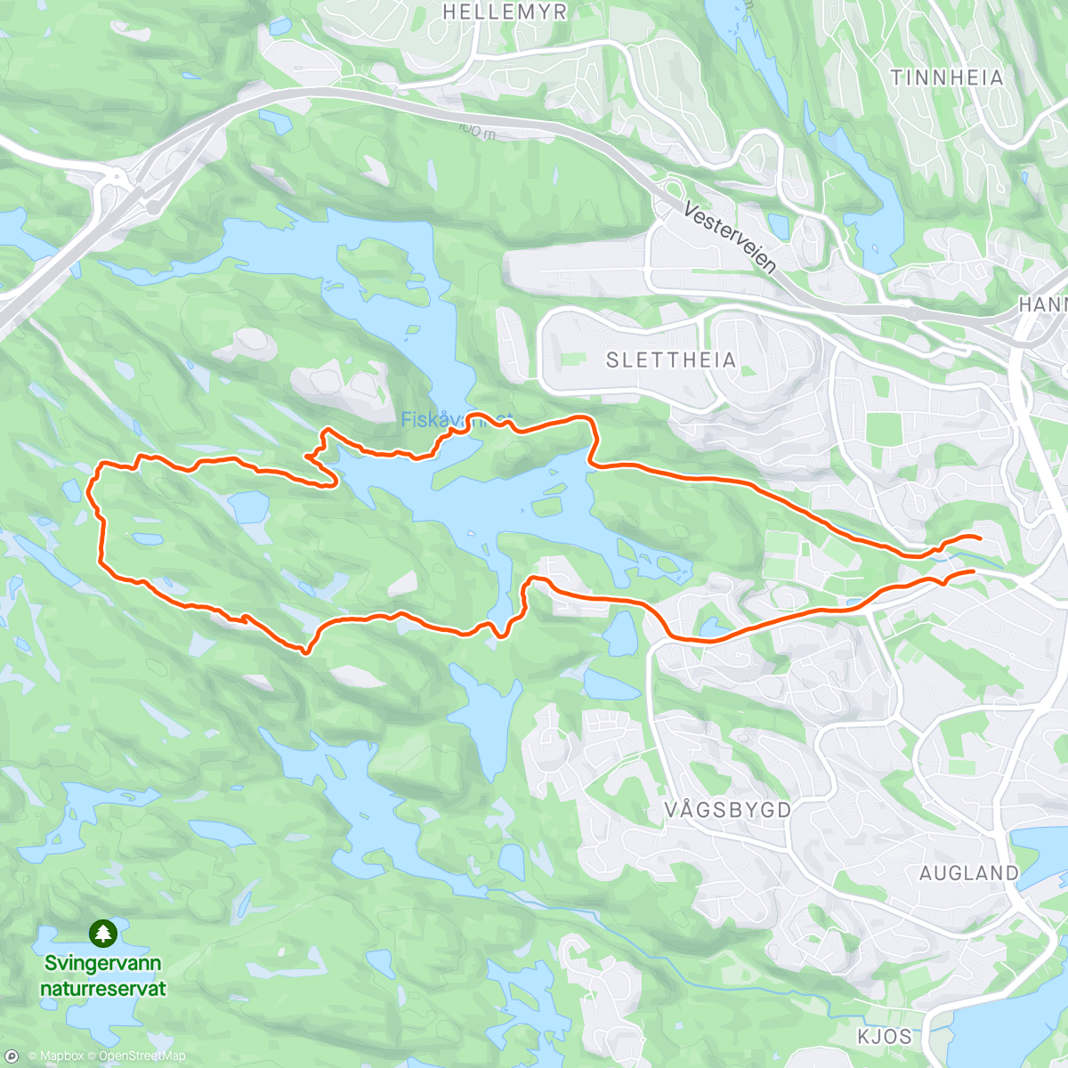 Map of the activity, Vågsbygdskogens minst fremkommelig løype