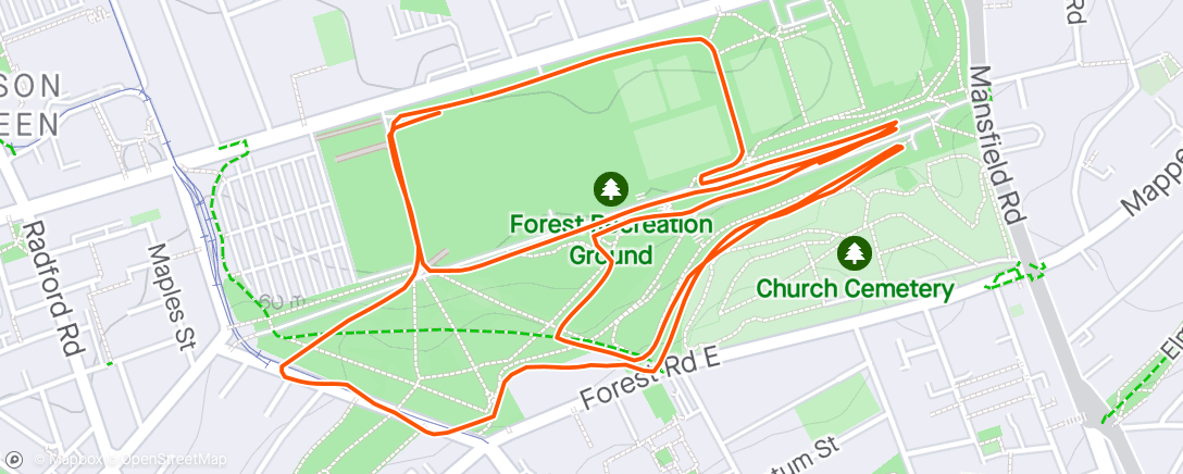 Map of the activity, The run of park - norest rec
