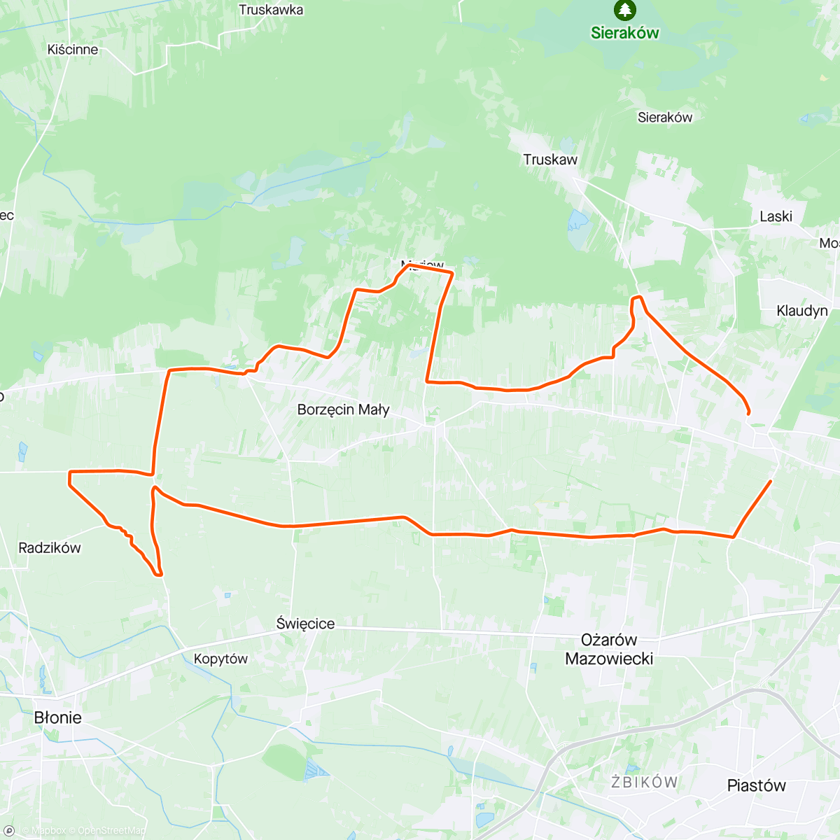 Map of the activity, Niepełny #szosza wtorek ride