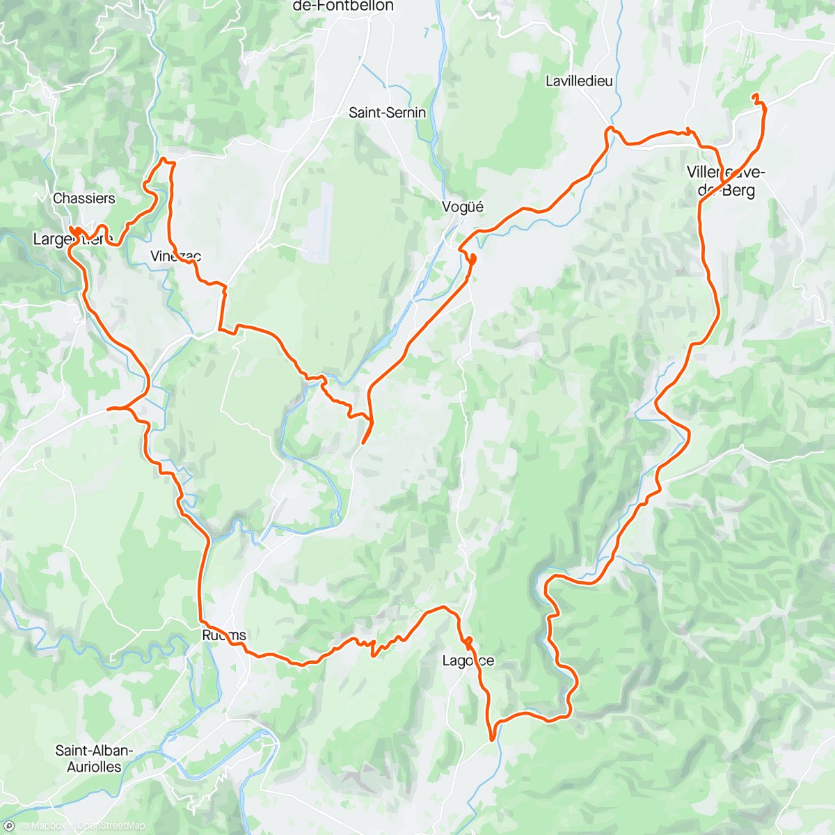 活动地图，Col de la grange, Ardeche