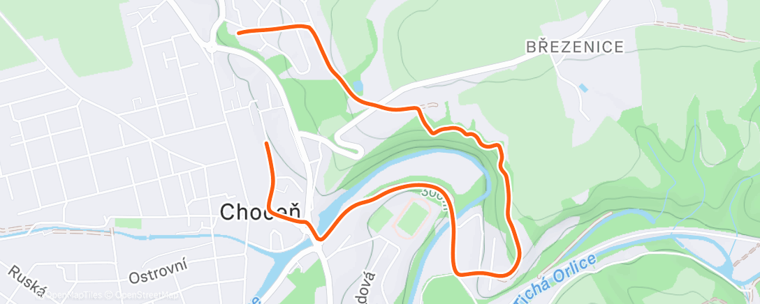 Map of the activity, Afternoon Run