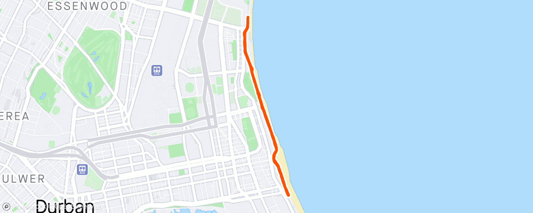 Map of the activity, Durban Parkrun