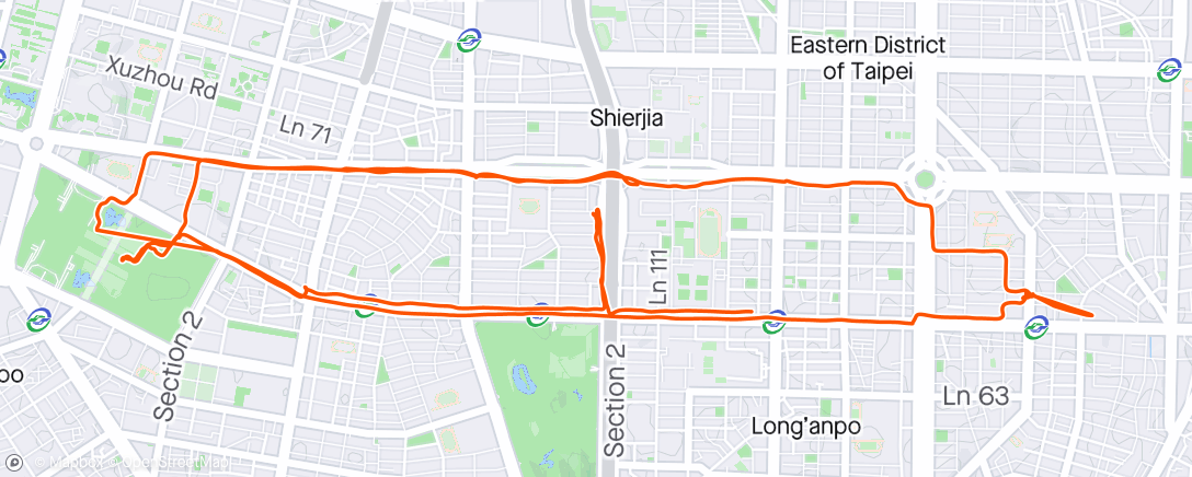Map of the activity, Sunday commuting