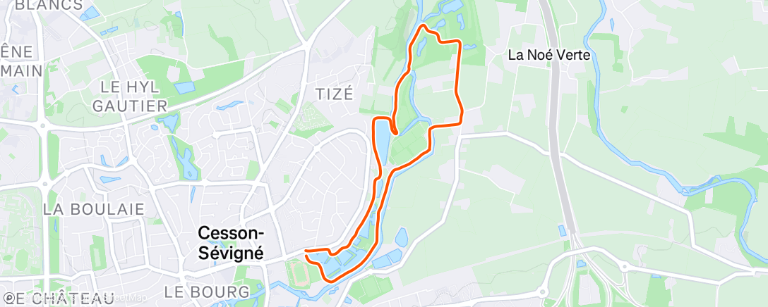 Map of the activity, Course à pied dans l'après-midi