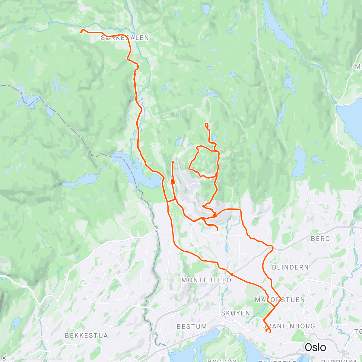Mapa da atividade, Fin tur med Anders S i starten og Torbjørn på slutten