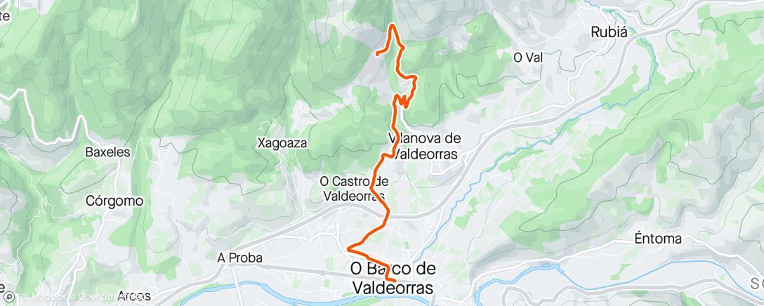 Map of the activity, recorrido O Barco de Valdeorras