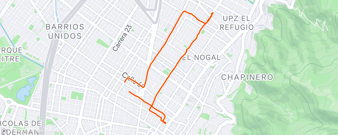 Map of the activity, Vuelta ciclística nocturna