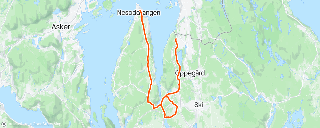 Mapa de la actividad (Tusenfryd- Nesoddtangen + litt ekstra)