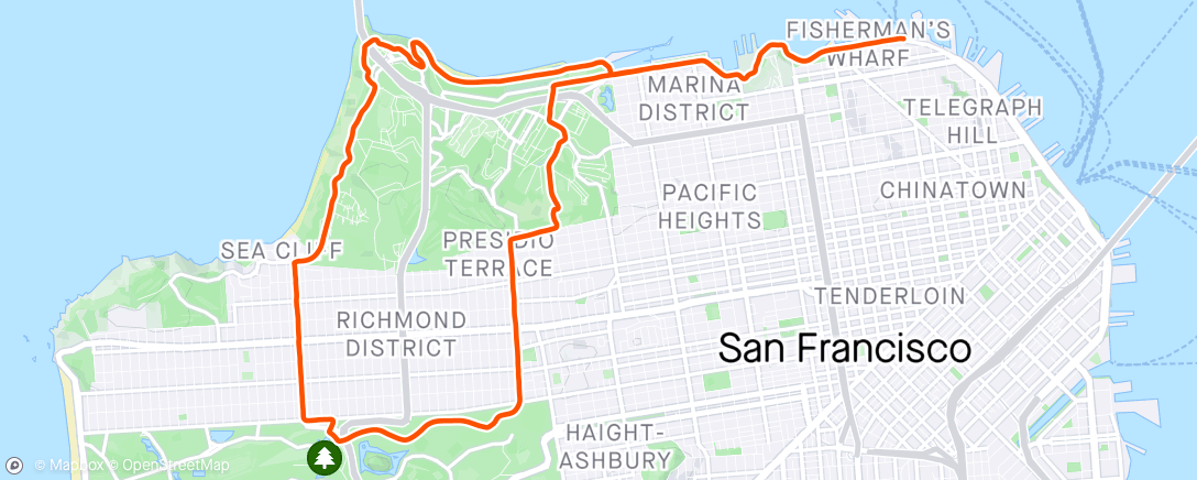 Map of the activity, Saturdays with the Marina Run Club