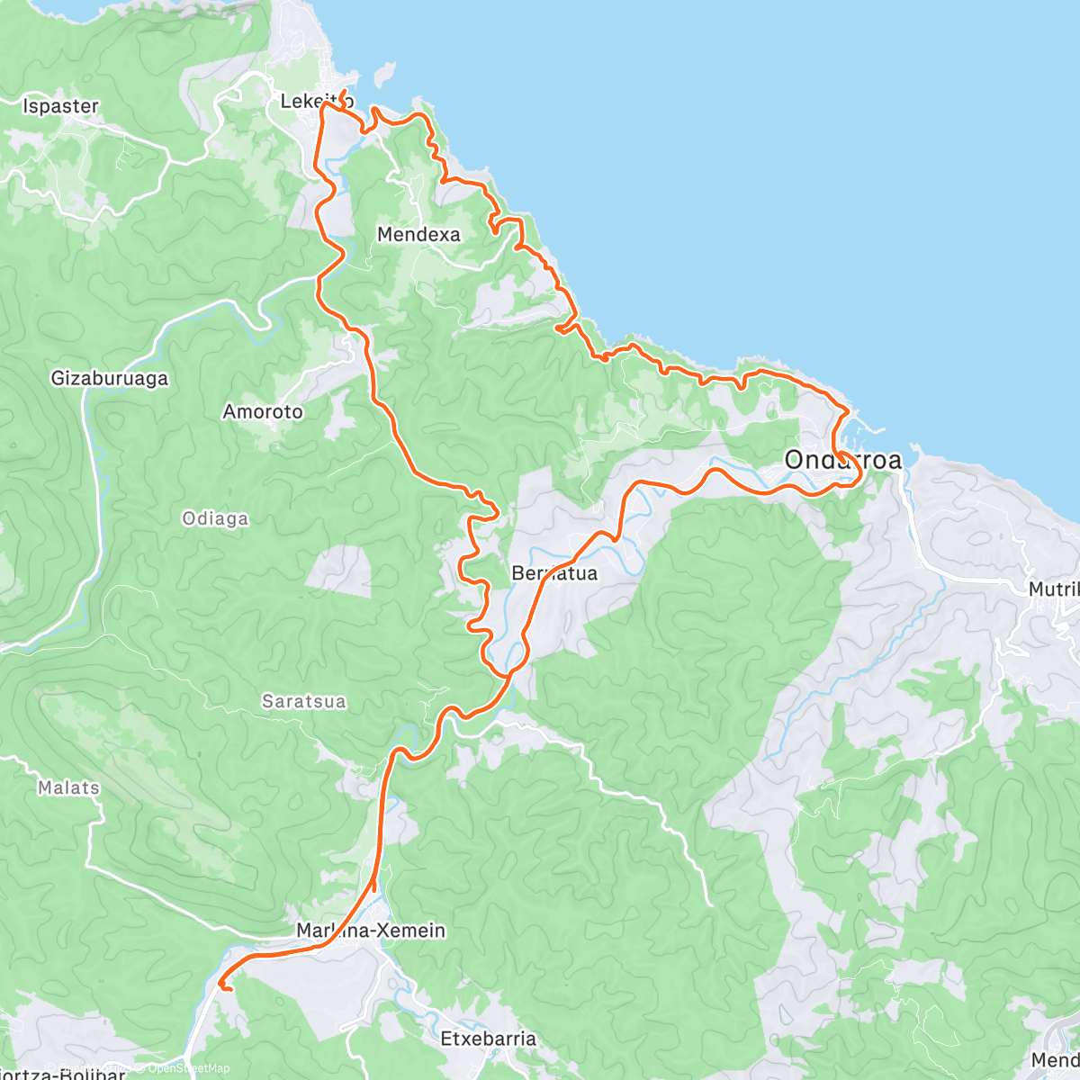 Mappa dell'attività Angoitia da Ansolaz urti ondo hasteko