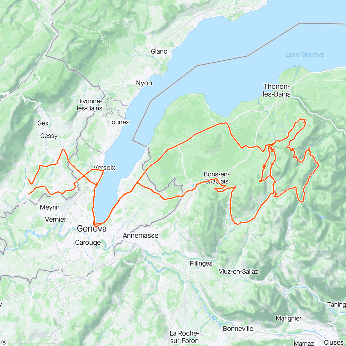 Map of the activity, Sortie Route Tournée des cols du Chablais (Col de Saxel - Col de Cou - Col du Feu - Col de Jambaz - Col de Terramont - Col des Moises) avec Valentin