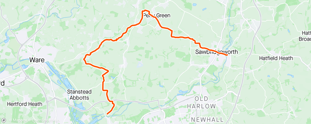 Map of the activity, Roydon to Sawbridgeworth