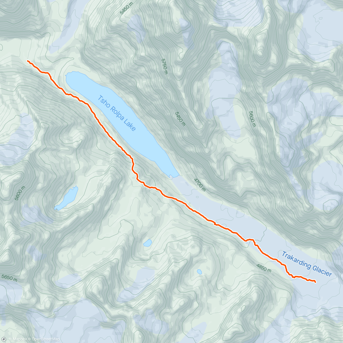 Map of the activity, J17 RT: Trakarding Glacier Crossing
