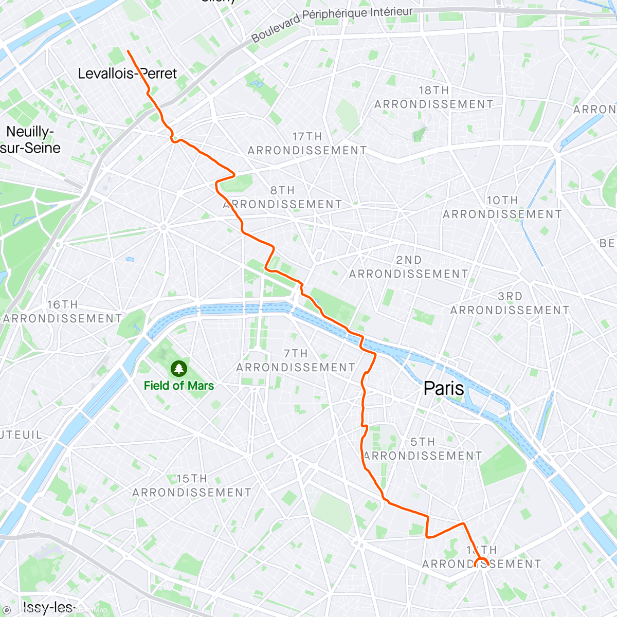 Mapa da atividade, A travers Paris