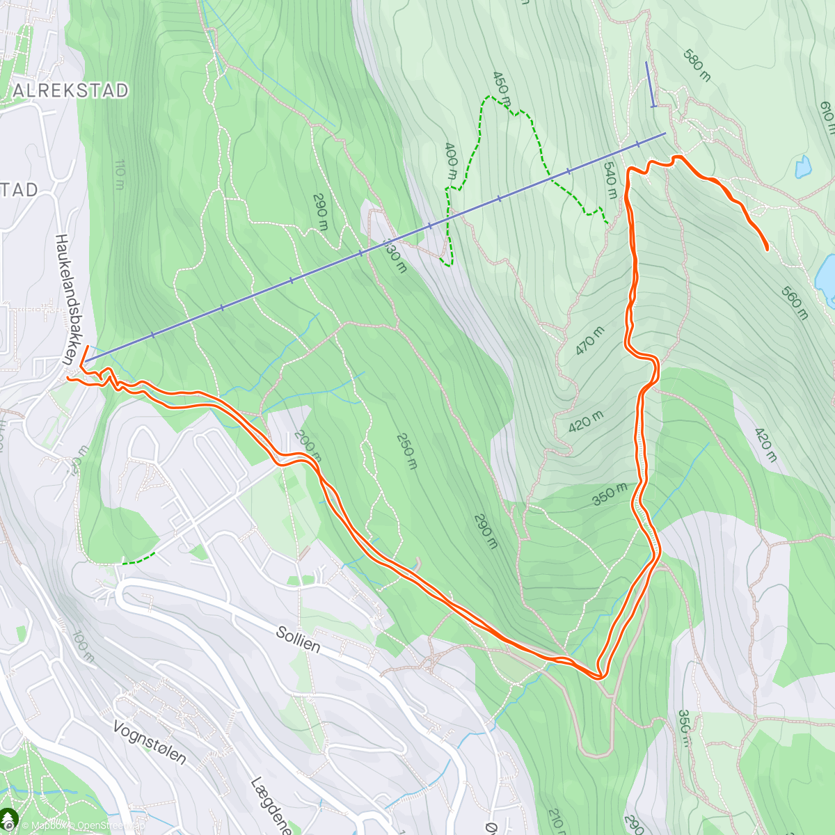 Map of the activity, Evening Trail hike