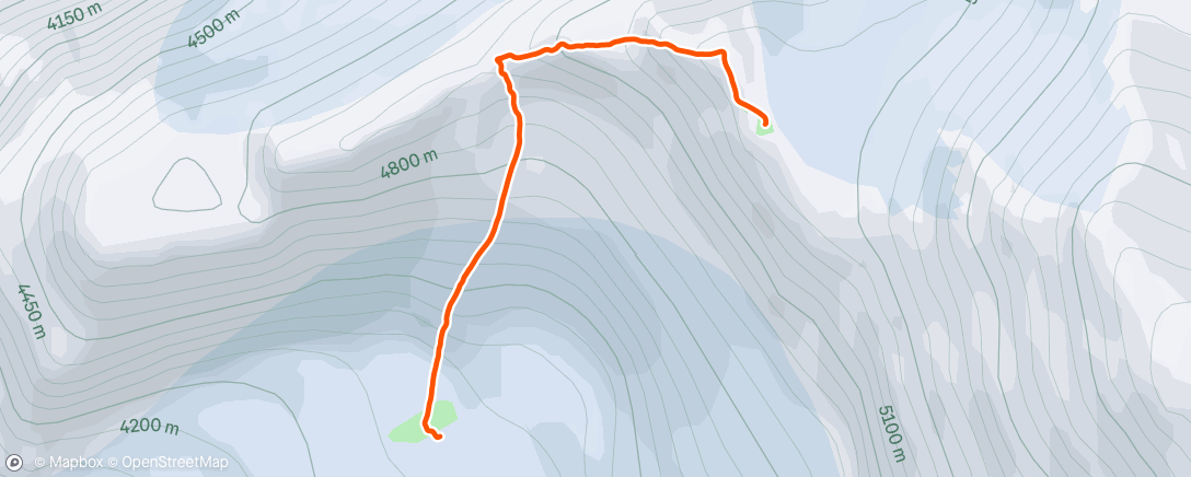 Map of the activity, Denali Day 14, part 1: 17 to 14