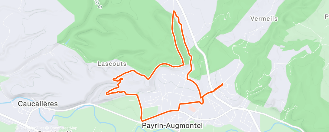 Map of the activity, Course à pied dans l'après-midi