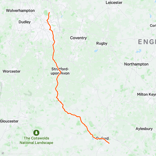 Oxford to Sutton Coldfield | 132.8 km Road Cycling Route on Strava