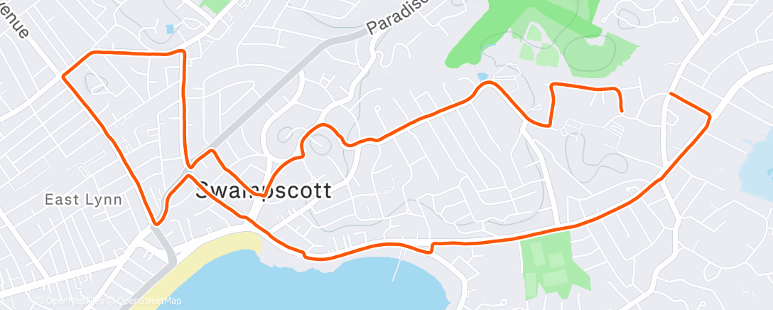Map of the activity, Afternoon Run