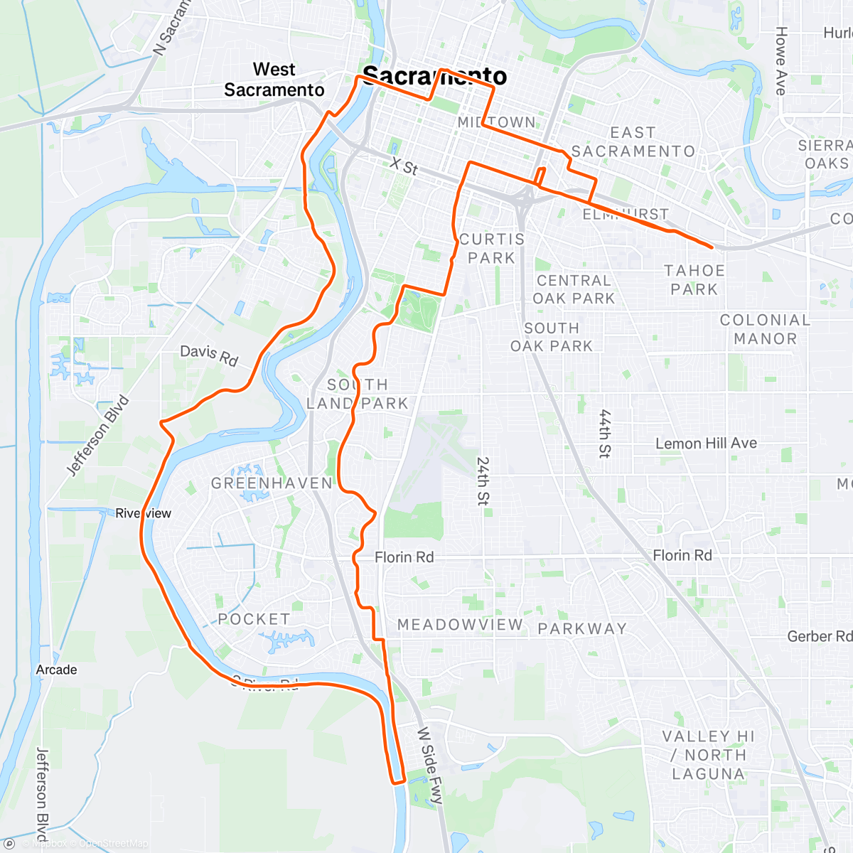 Map of the activity, South River Ride Lite