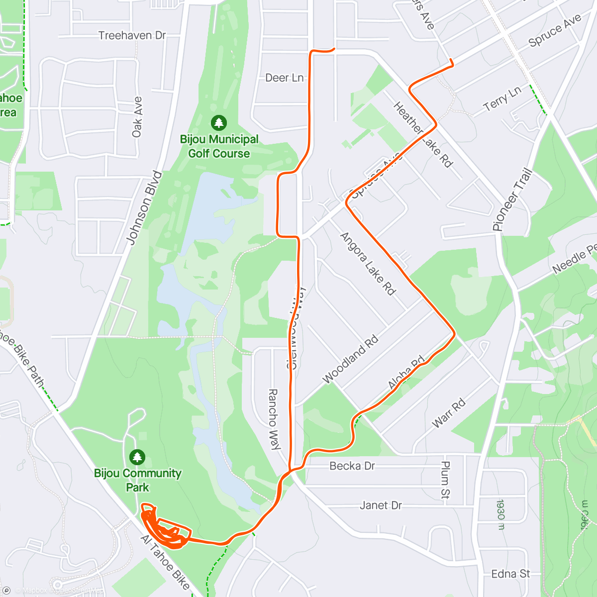 Map of the activity, Bijou Bike Park