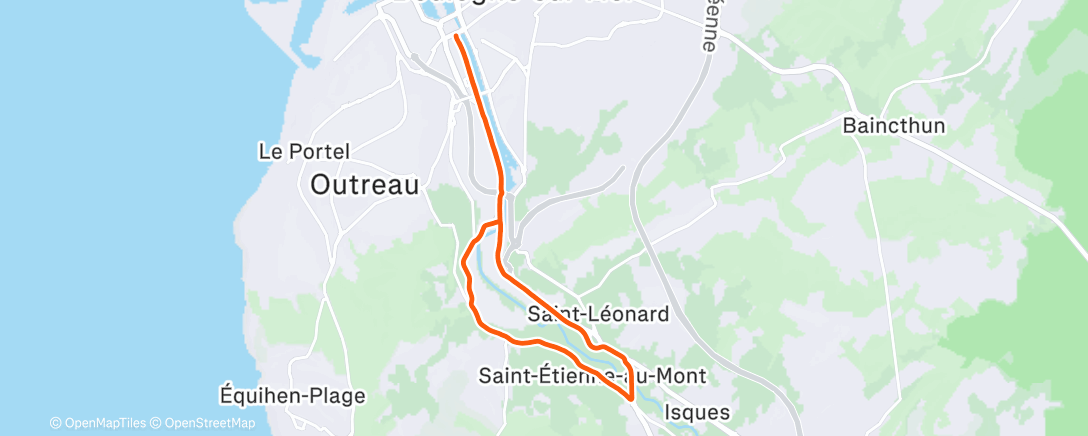 Map of the activity, Course à pied en soirée