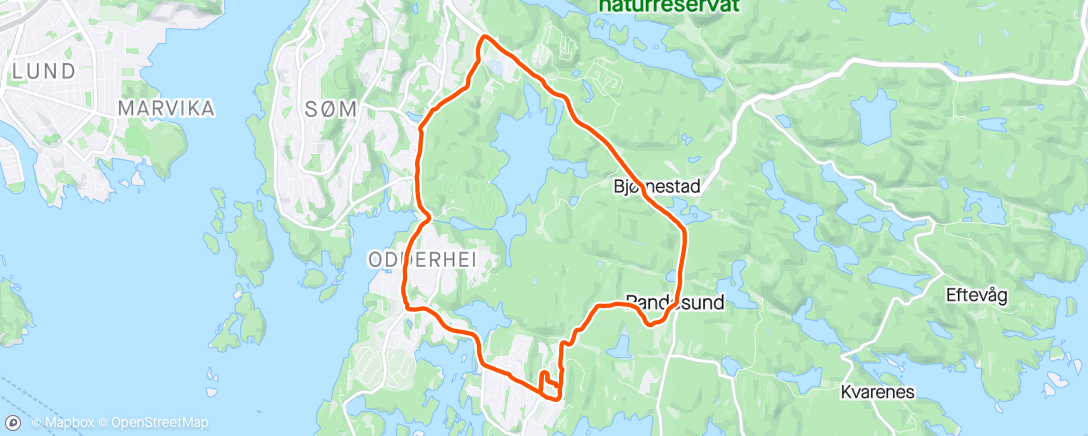 Map of the activity, Night Run etter lang biltur til svigermor