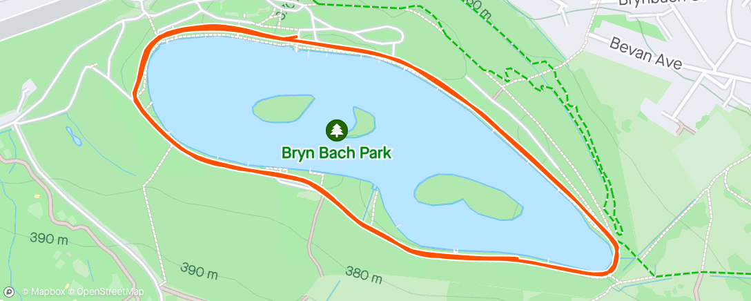 Map of the activity, Bryn Bach parkrun #140