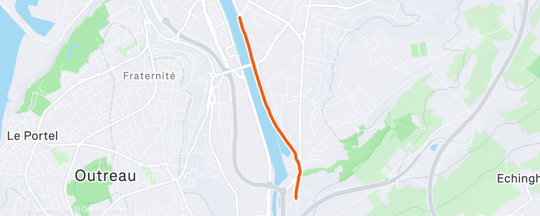Map of the activity, Course à pied le midi