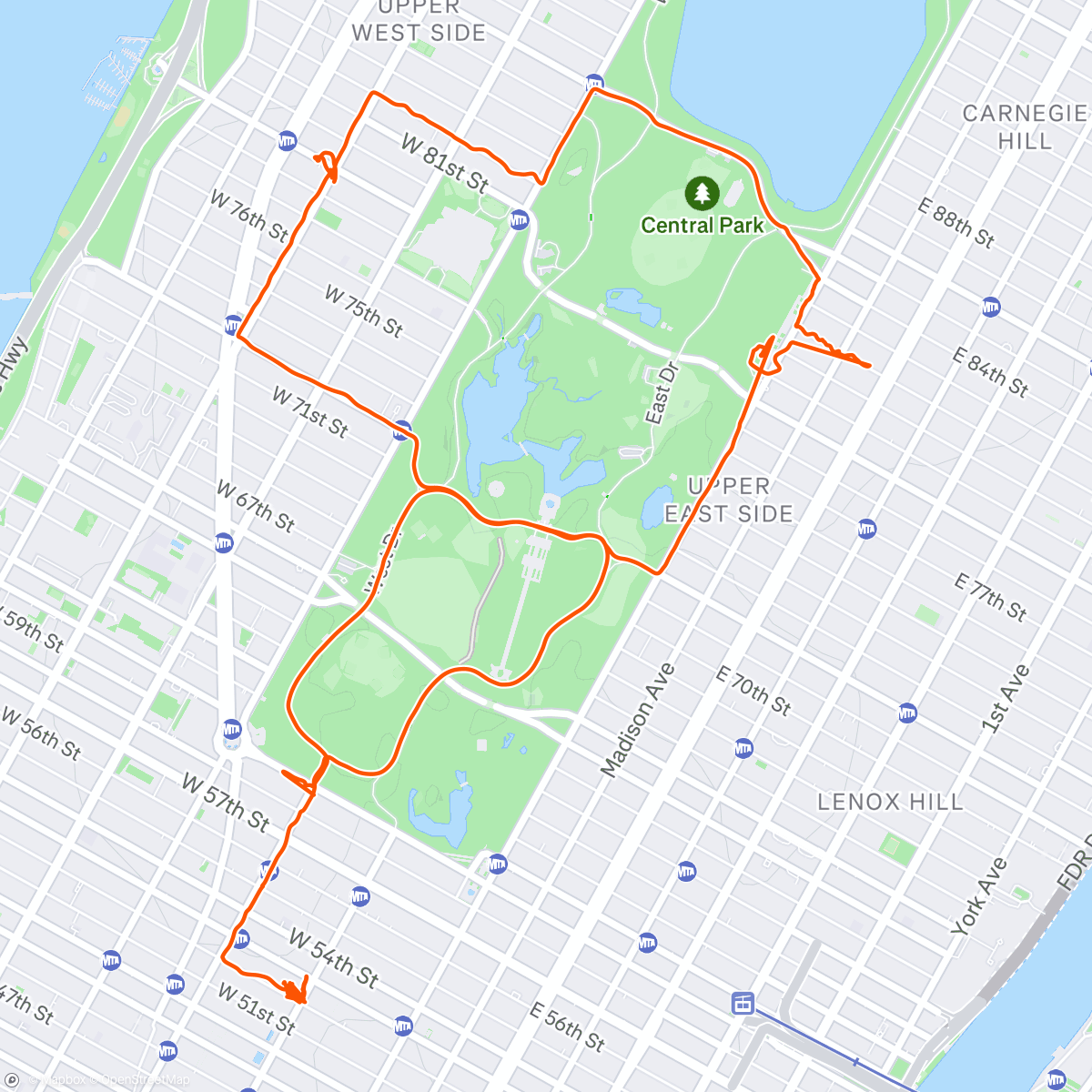 Map of the activity, Central Park anti-sprints