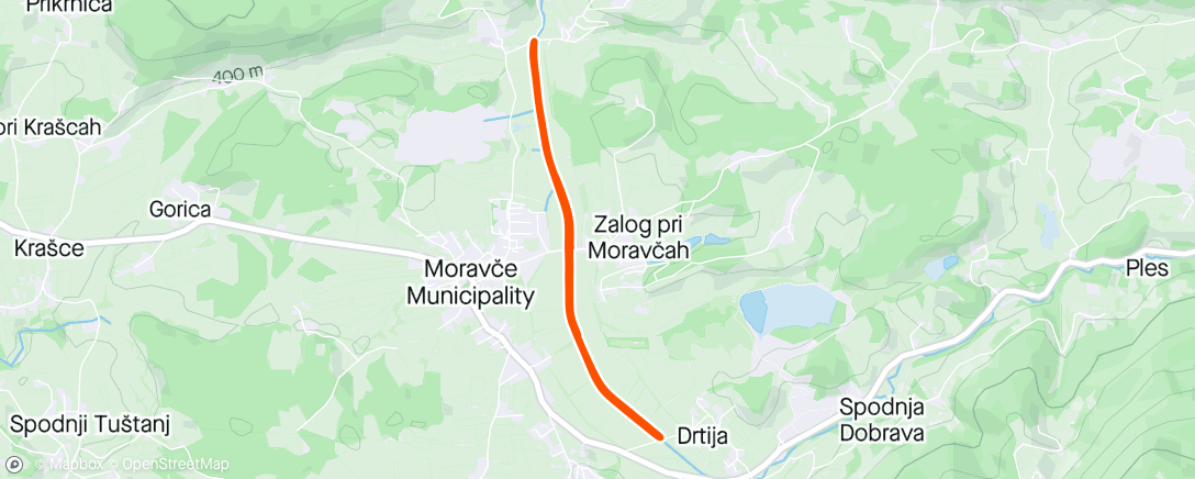Map of the activity, Moravče v supergah 🏃