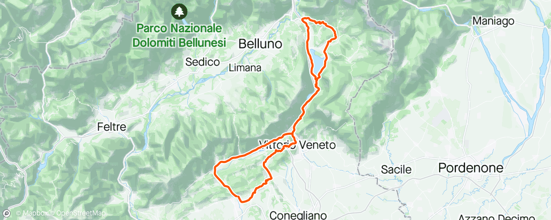 Map of the activity, 3h 40' 🌦 Fadalto - Val Cantuna