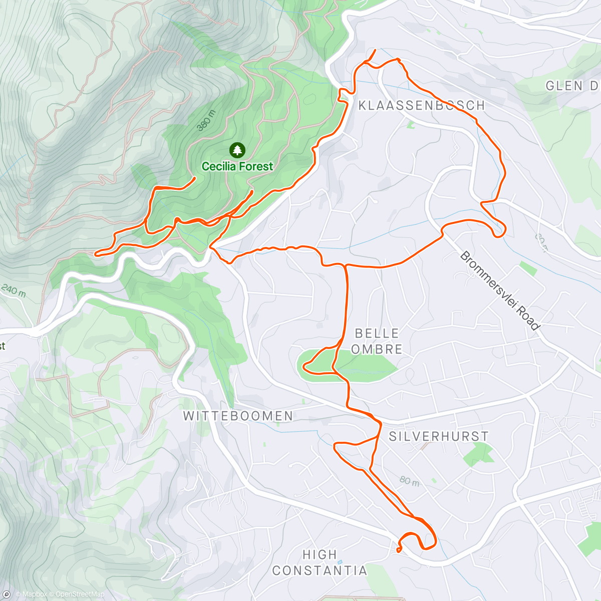 Map of the activity, Amigos Night Ride