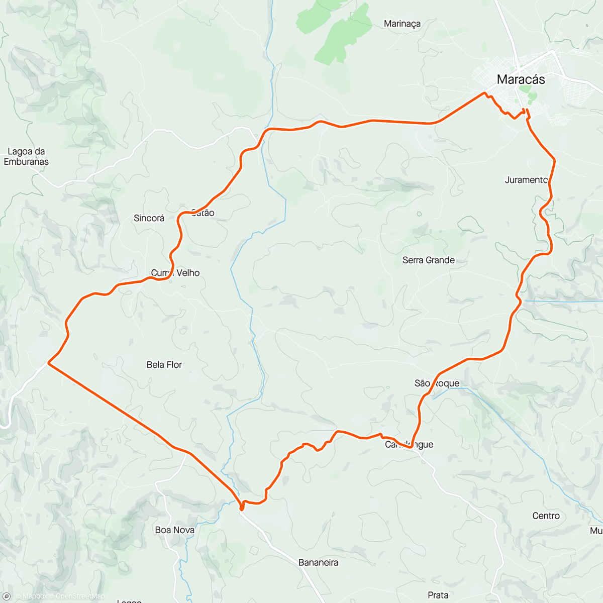 Map of the activity, Pelada volta da fazenda tigre