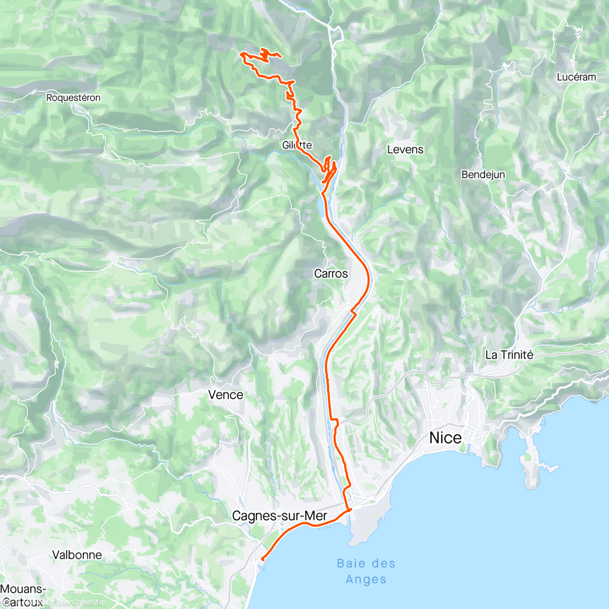 Map of the activity, Nice - Mont Vial