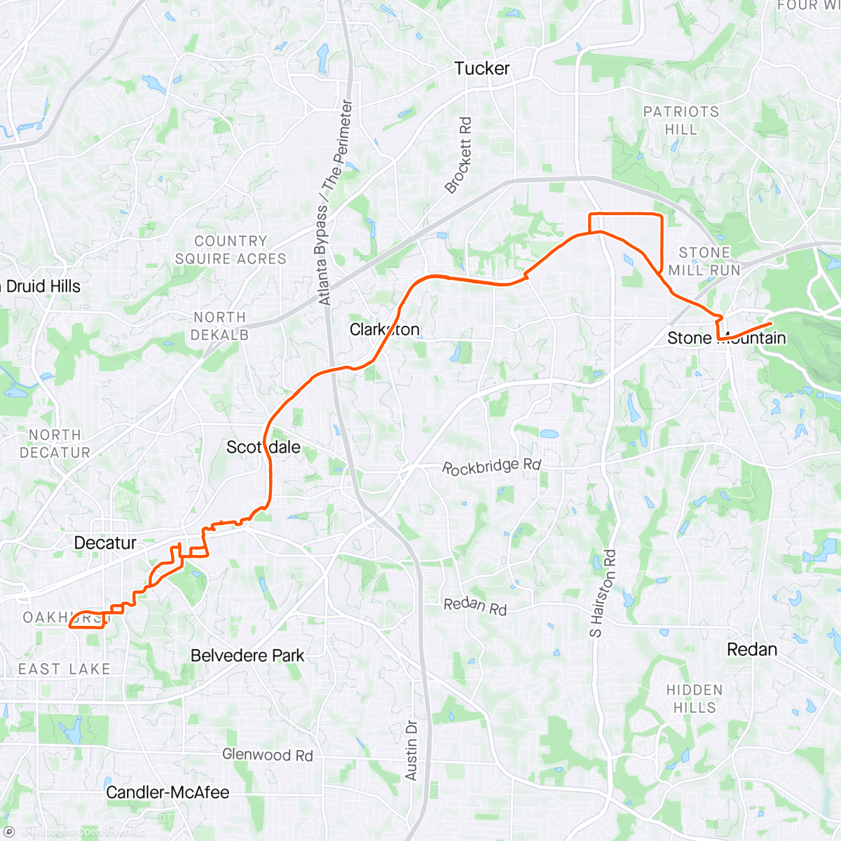 Map of the activity, Ride with Eve