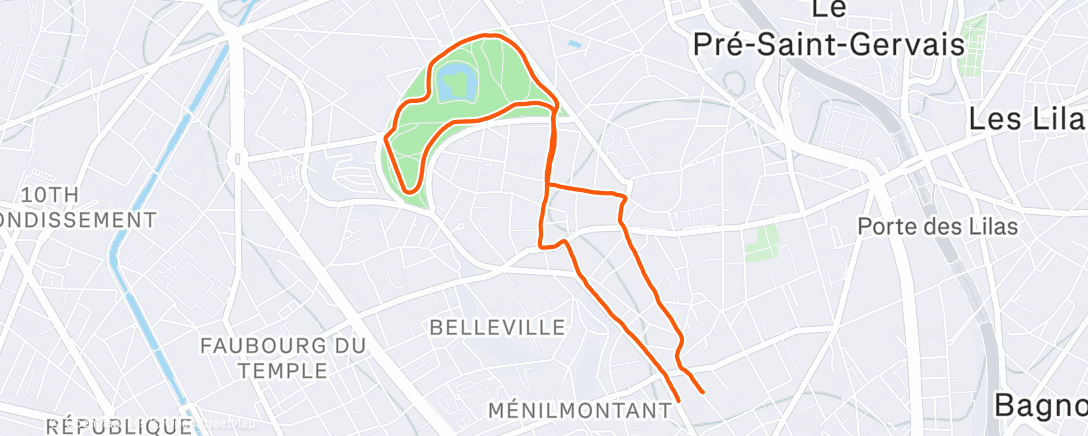 Map of the activity, Morning Run