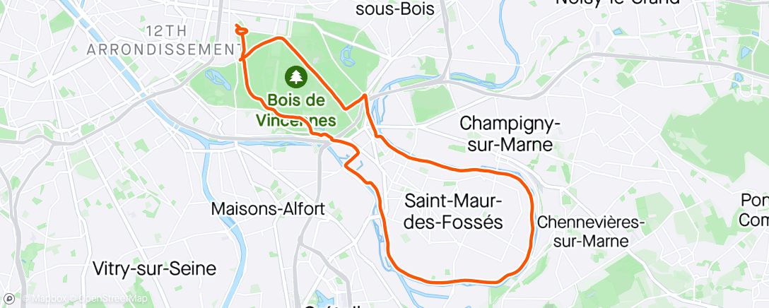 Map of the activity, Aeropush 🏃🌳🛶🌤️ Boucle de la Marne