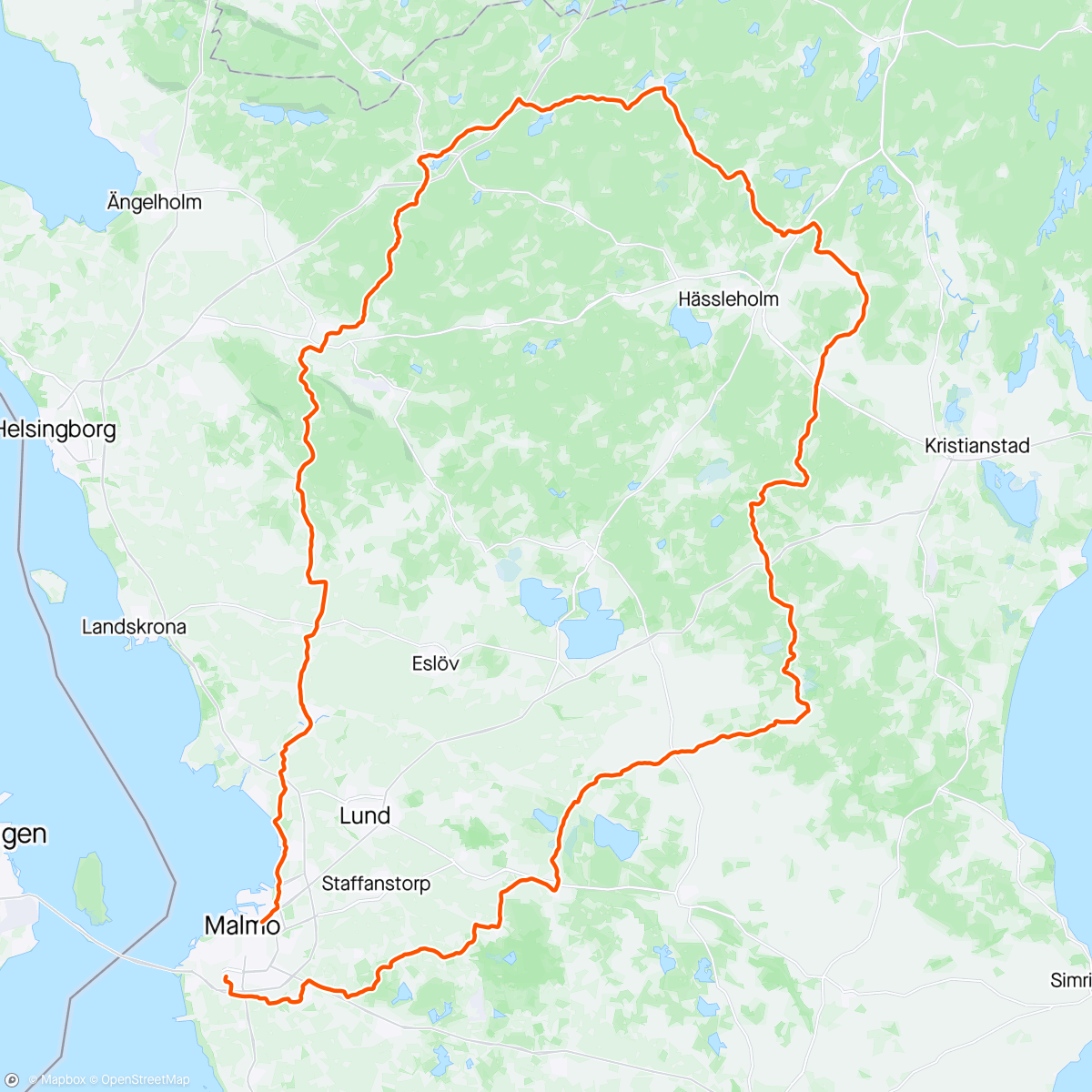 Map of the activity, Malmö 300K Brevet