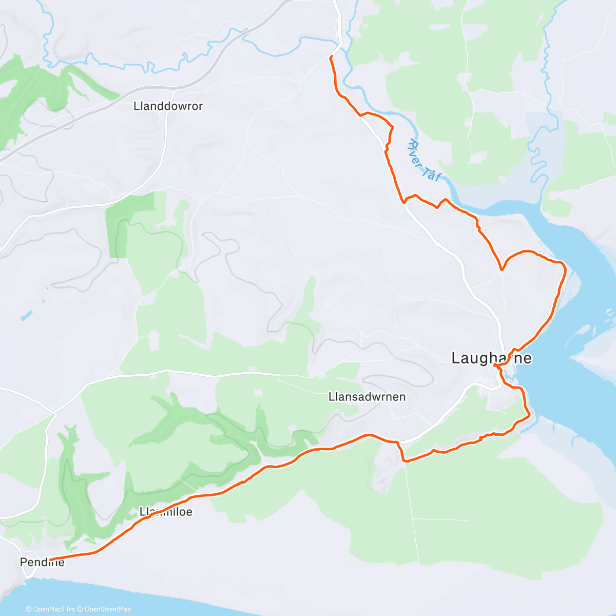 Карта физической активности (Wales coast path: St Clears to Pendine)