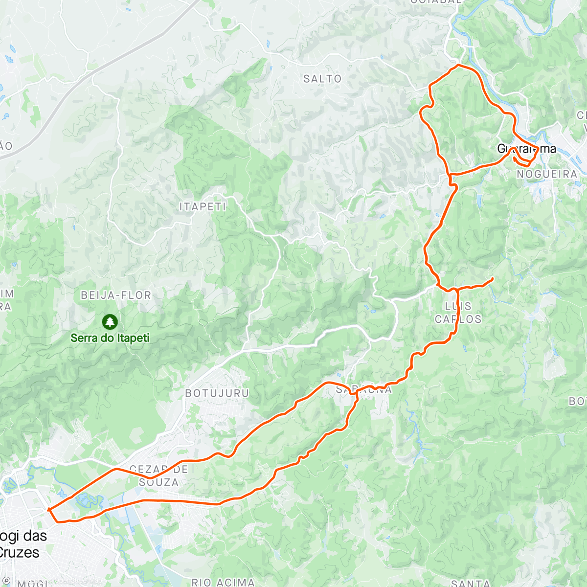 Map of the activity, Trecho Rota da Luz - Mogi a Guararema