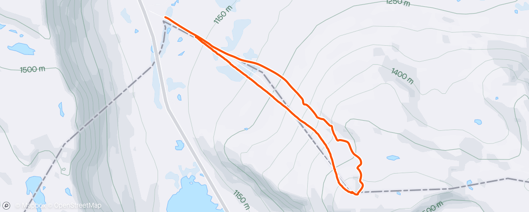 Map of the activity, Gå opp og ski ned.