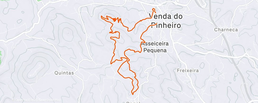 Map of the activity, Corrida em trilho vespertina