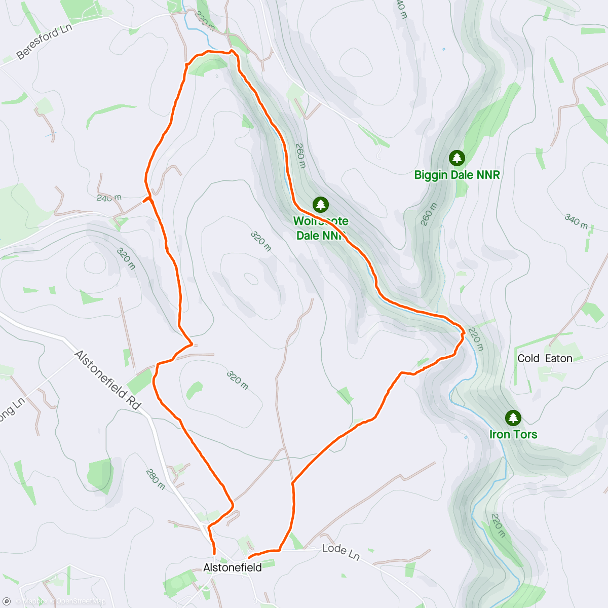 Map of the activity, Alstonefield
