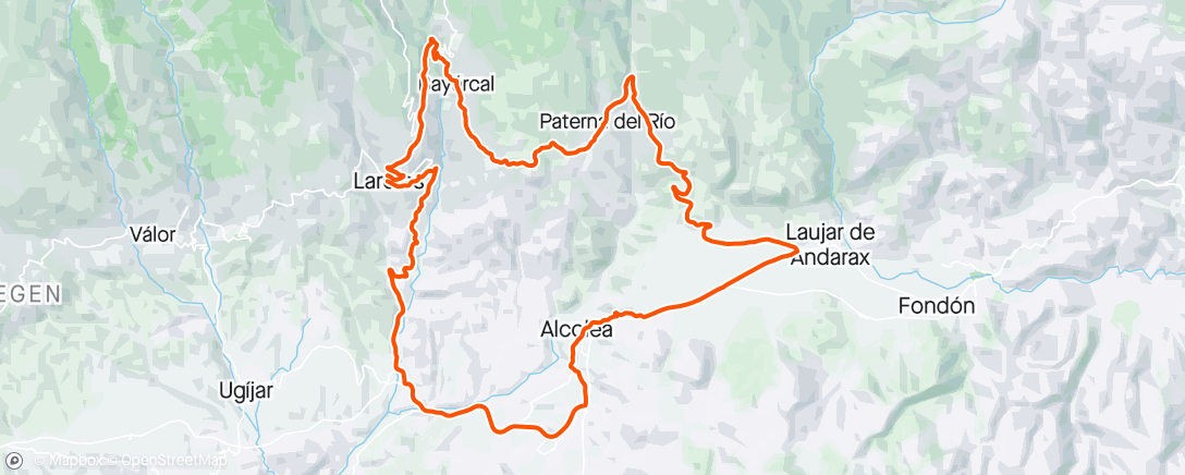 Map of the activity, Laroles - Laujar - Laroles