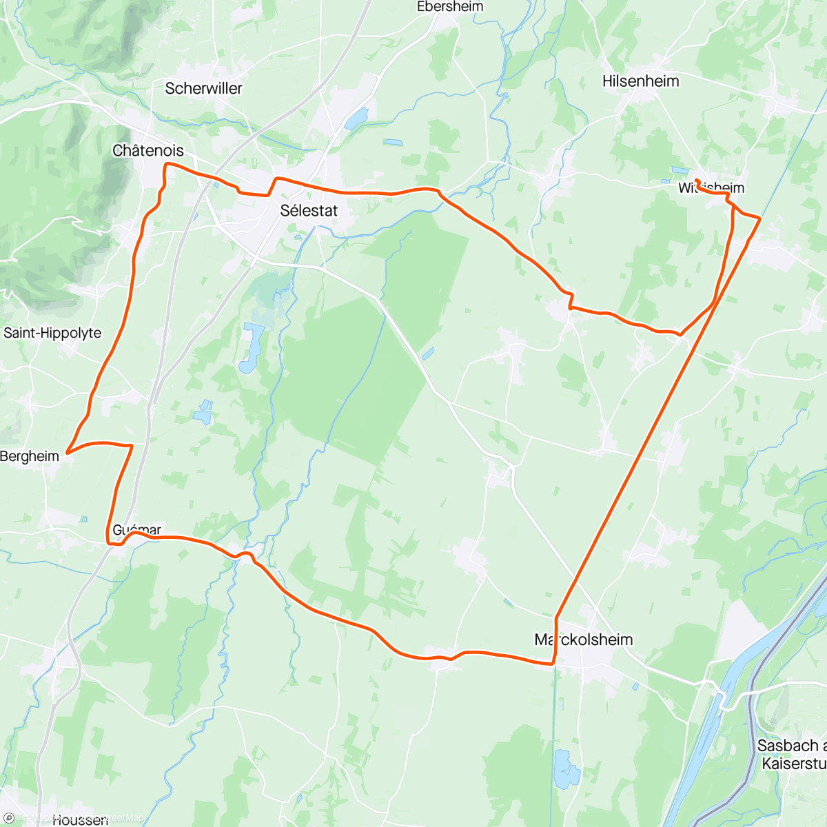 Map of the activity, Vélo - Reprise de l’entraînement pour accompagner Rose à J-16
