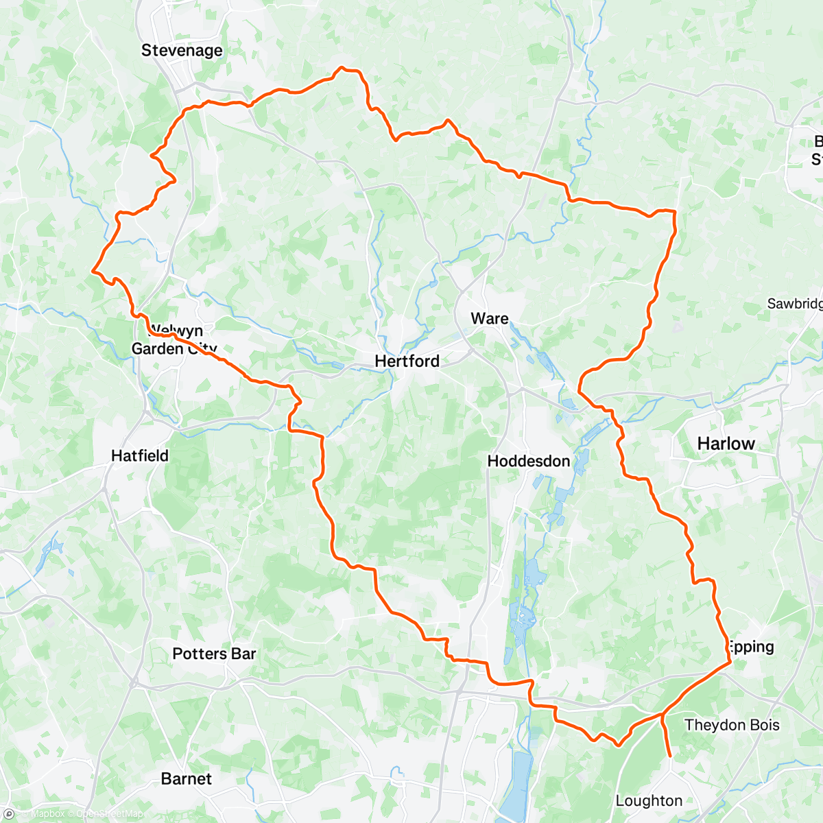 Map of the activity, Lunch Ride