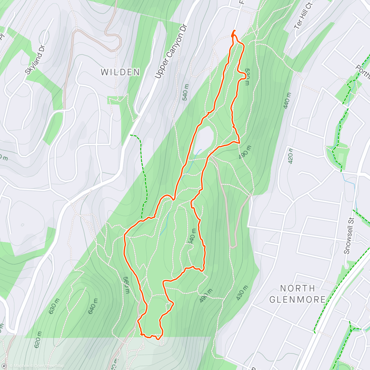 Mapa da atividade, Hiking around Glenmore area with Chalan