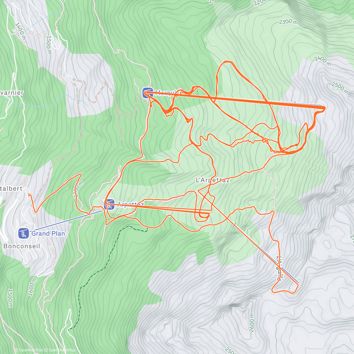 Карта физической активности (Ski alpin le midi)